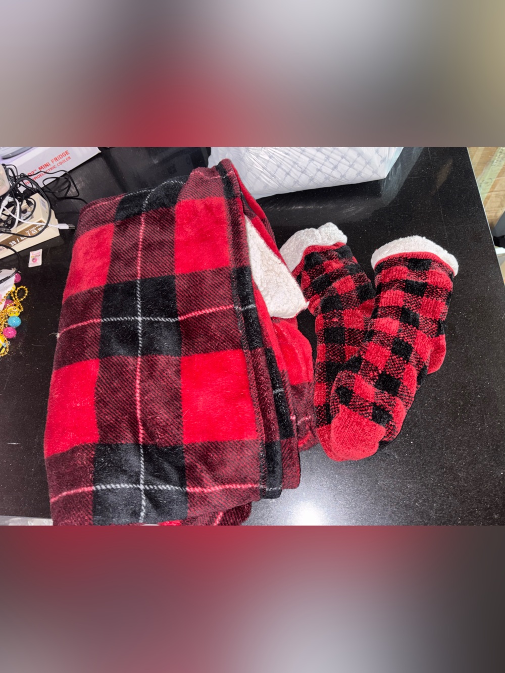 Cuddl Duds & Muk Luks Plaid Fleece Blanket and Socks
